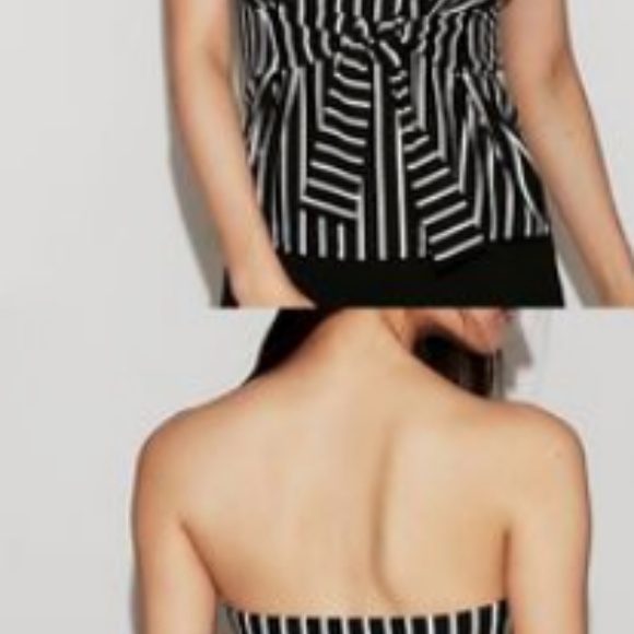 Striped Tie Front Tube Top - Picture 2 of 2